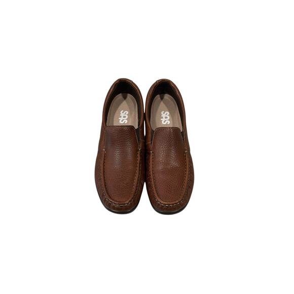 SAS Womens Twin Loafer Size 6.5 S Brown Leather Comfort Tripad Flat Slip On Shoe - Picture 2 of 8